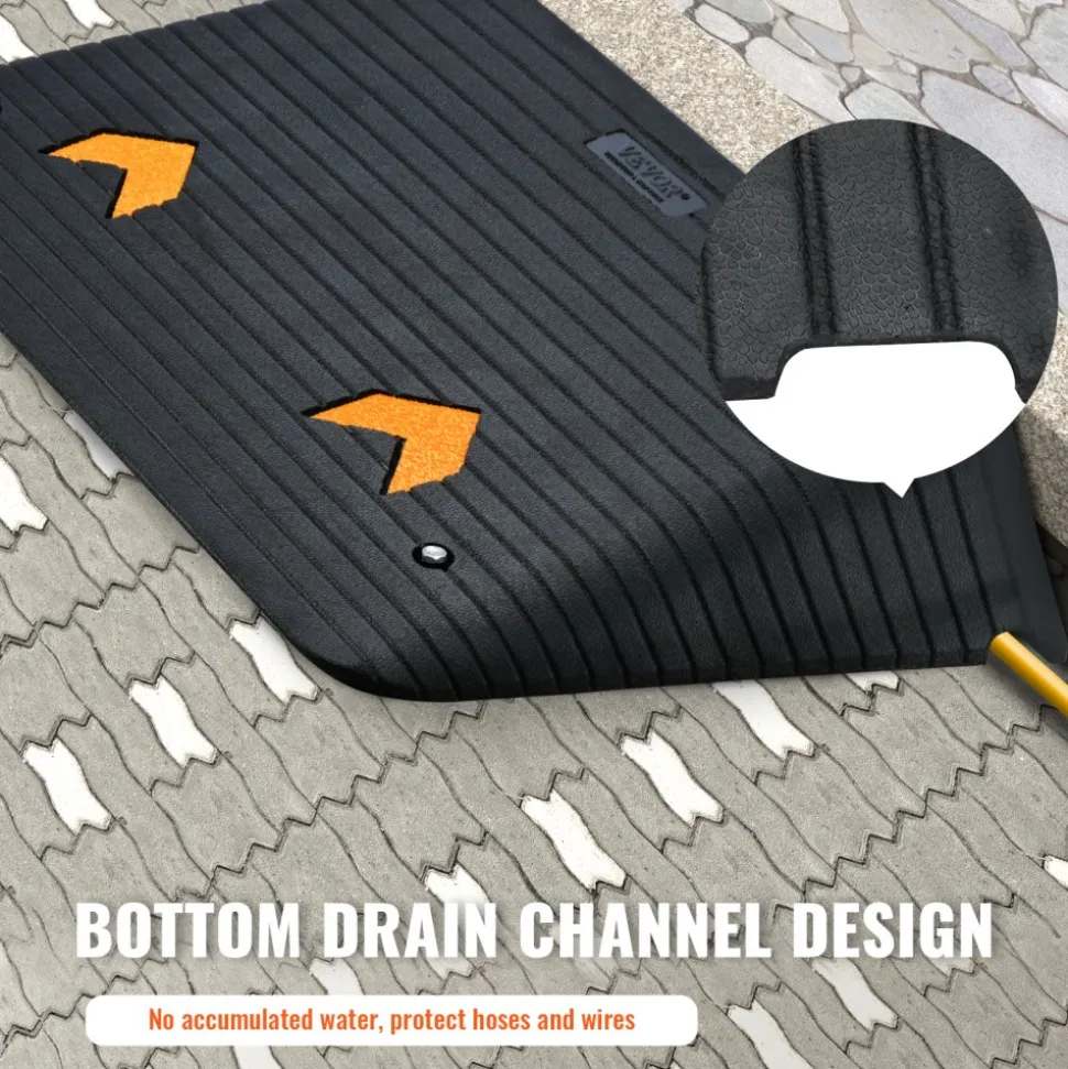 VEVOR Upgraded Rubber Threshold Ramp, 4" Rise Door Ramp with 1 Channel, Natural Rubber Car Ramp with Non-Slip Textured Surface, 33069 lbs Load Capacity Curb Ramp for Wheelchair and Scooter