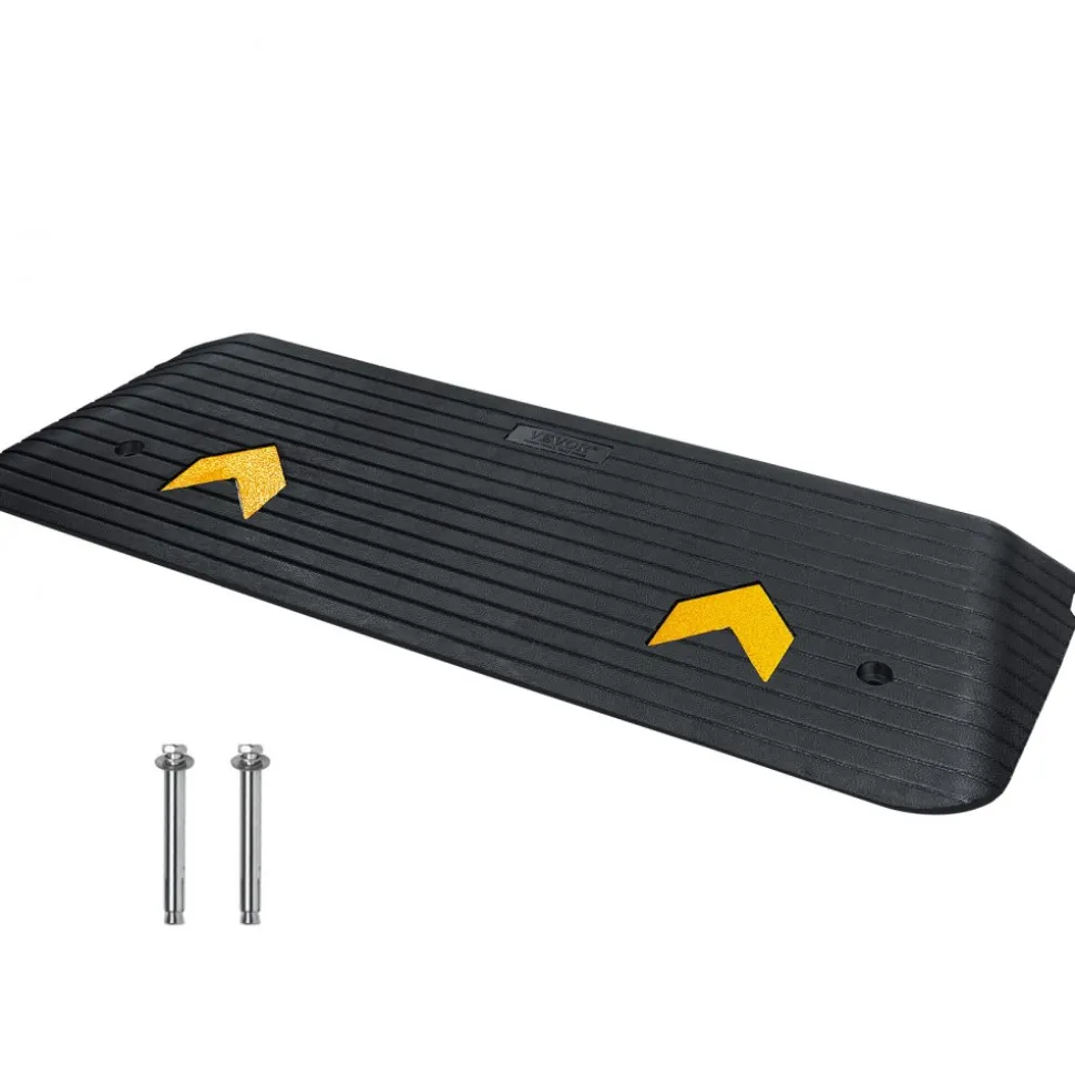 VEVOR Upgraded Rubber Threshold Ramp, 1.5" Rise Wheelchair Ramp Doorway, Natural Curb Ramp Rated 33069 lbs Load Capacity, Non-Slip Textured Surface Rubber Curb Ramp for Wheelchair and Scooter