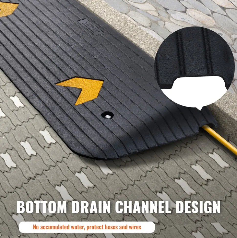 VEVOR Upgraded Rubber Threshold Ramp, 1.5" Rise Wheelchair Ramp Doorway, Natural Curb Ramp Rated 33069 lbs Load Capacity, Non-Slip Textured Surface Rubber Curb Ramp for Wheelchair and Scooter