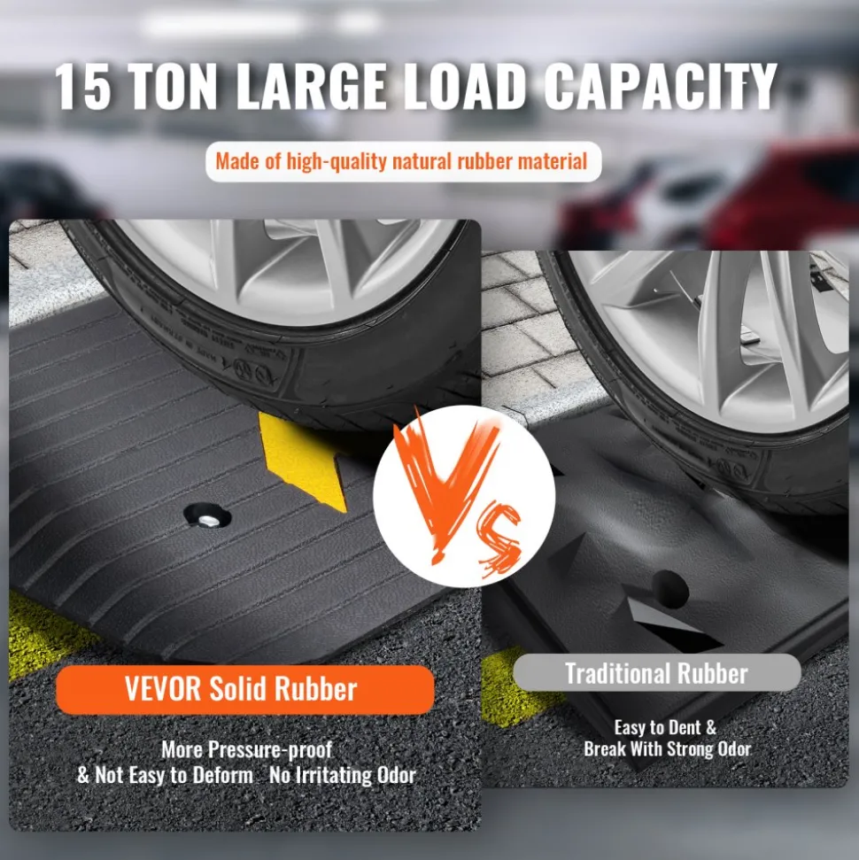 VEVOR Upgraded Rubber Threshold Ramp, 1.5" Rise Wheelchair Ramp Doorway, Natural Curb Ramp Rated 33069 lbs Load Capacity, Non-Slip Textured Surface Rubber Curb Ramp for Wheelchair and Scooter