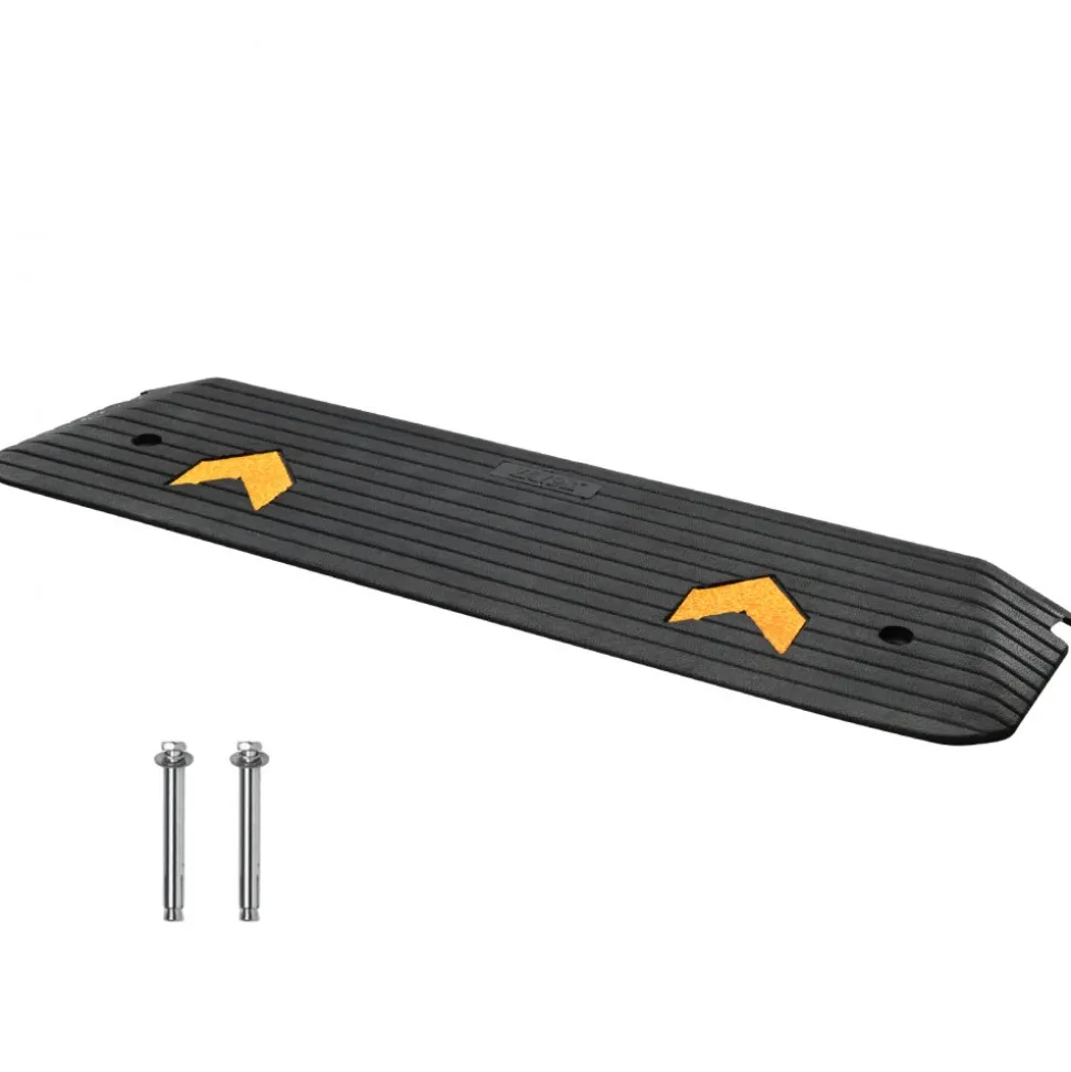 VEVOR Upgraded Rubber Threshold Ramp, 1" Rise Wheelchair Ramp Doorway, Natural Curb Ramp Rated 33069 lbs Load Capacity, Non-Slip Textured Surface Rubber Curb Ramp for Wheelchair and Scooter