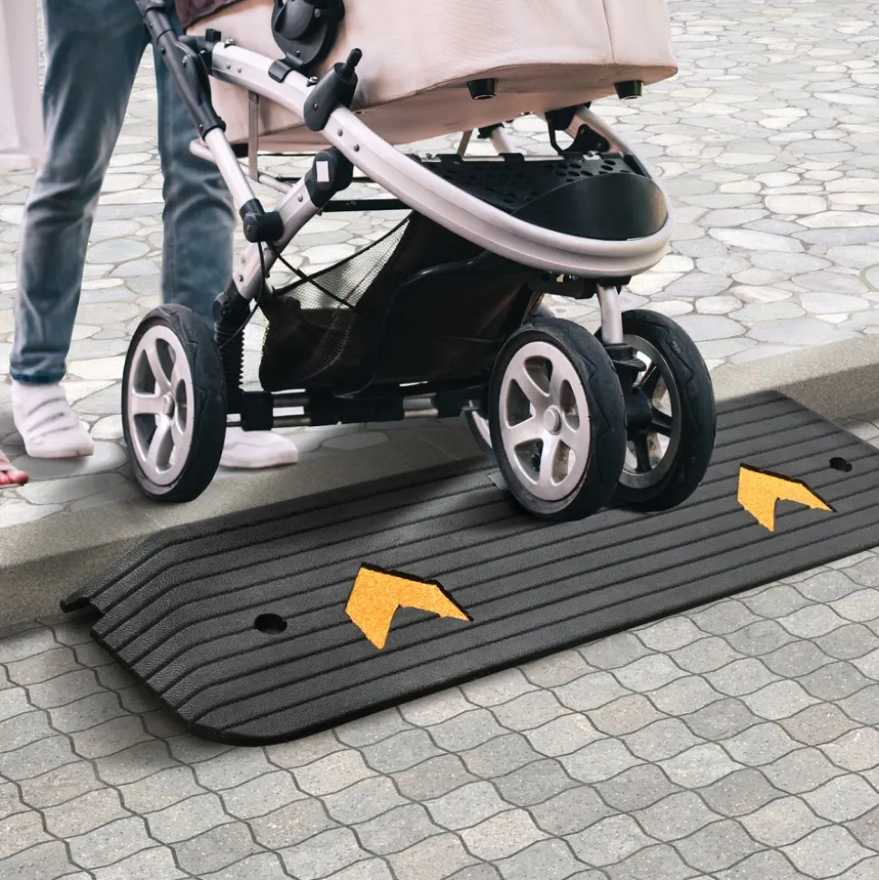 VEVOR Upgraded Rubber Threshold Ramp, 1" Rise Wheelchair Ramp Doorway, Natural Curb Ramp Rated 33069 lbs Load Capacity, Non-Slip Textured Surface Rubber Curb Ramp for Wheelchair and Scooter
