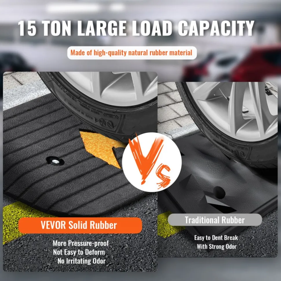 VEVOR Upgraded Rubber Threshold Ramp, 1" Rise Wheelchair Ramp Doorway, Natural Curb Ramp Rated 33069 lbs Load Capacity, Non-Slip Textured Surface Rubber Curb Ramp for Wheelchair and Scooter