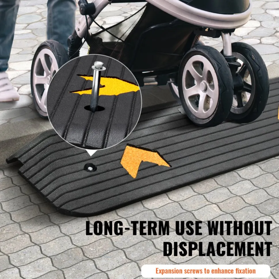 VEVOR Upgraded Rubber Threshold Ramp, 1" Rise Wheelchair Ramp Doorway, Natural Curb Ramp Rated 33069 lbs Load Capacity, Non-Slip Textured Surface Rubber Curb Ramp for Wheelchair and Scooter