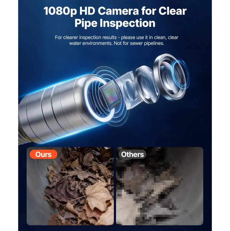 VEVOR 2026 Upgraded Sewer Camera with WiFi, 164ft/50m Drain Pipeline Camera, IP68 Snake Plumbing Cameras with Light - 12 LEDS, Wireless WiFi Connectivity to Phone/Tablet for Sewer Duct Pipe Inspection