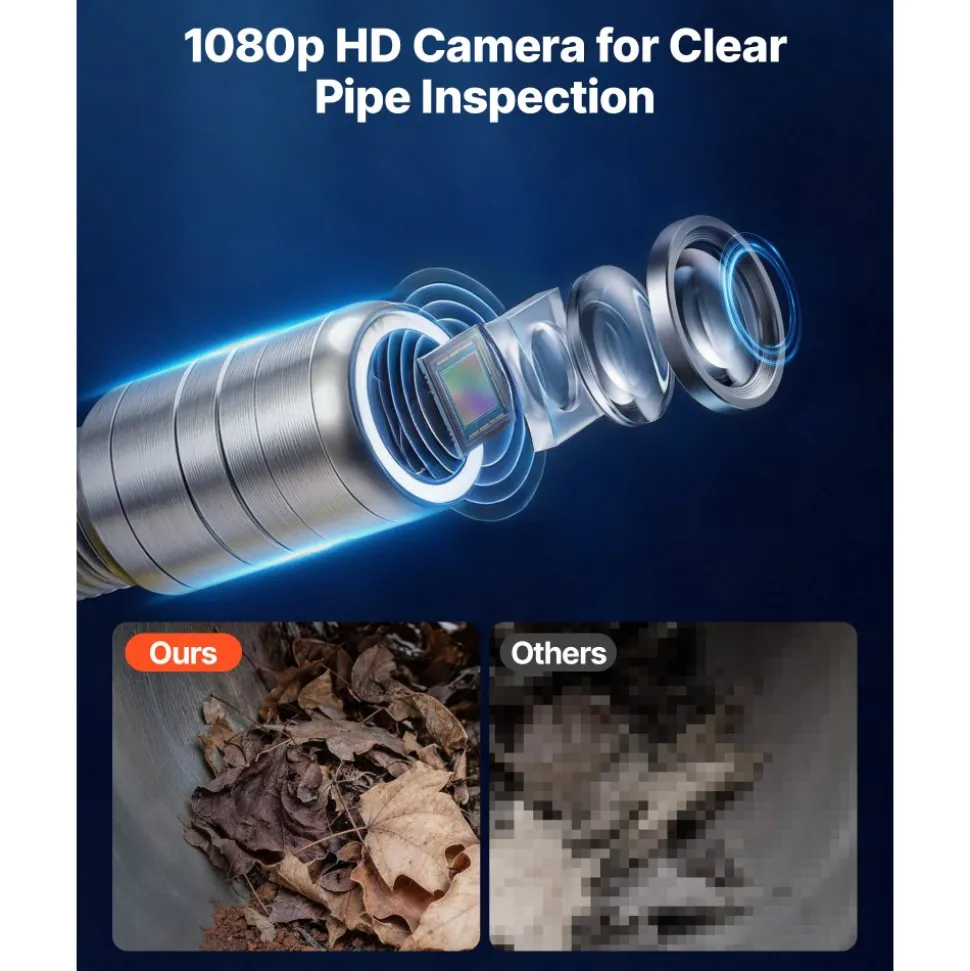 VEVOR 2026 Upgraded Sewer Camera with WiFi, 65.6ft/20m Drain Pipeline Camera, IP68 Snake Plumbing Cameras with Light- 12 LEDS, Wireless WiFi Connectivity to Phone/Tablet for Sewer Duct Pipe Inspection