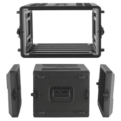 VEVOR 2U Rack Case, 12 in Depth, Rackmount Flight Case Shallow Rack with Microphone Compartment, Polyethylene Construction, Recessed Latches, Easy Installation, for Amplifier, 8.7 in Internal Depth