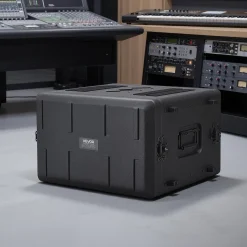 VEVOR 6U Rack Case, 15 in Depth, Rackmount Flight Case Shallow Rack with Microphone Compartments, Polyethylene Construction, Recessed Latches, Easy Installation, for Amplifier, 13.8 in Internal Depth