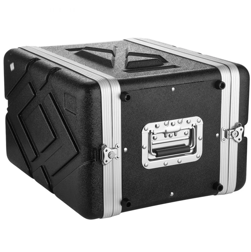 VEVOR 6U Rack Case, 14 in Depth, Server Rack Cabinet Shallow with ABS Construction, Recessed Twist Latches, Detachable Front & Back Cover, Easy Installation, for Amplifier, 11.4 in Internal Depth