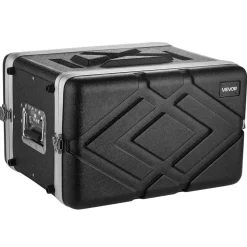 VEVOR 6U Rack Case, 14 in Depth, Server Rack Cabinet Shallow with ABS Construction, Recessed Twist Latches, Detachable Front & Back Cover, Easy Installation, for Amplifier, 11.4 in Internal Depth