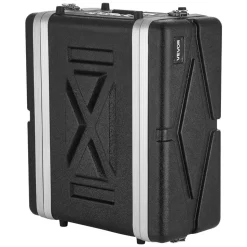 VEVOR 4U Rack Case, 14 in Depth, Server Rack Cabinet Shallow with ABS Construction, Recessed Twist Latches, Detachable Front & Back Cover, Easy Installation, for Amplifier, 11.4 in Internal Depth