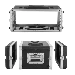 VEVOR 4U Rack Case, 14 in Depth, Server Rack Cabinet Shallow with ABS Construction, Recessed Twist Latches, Detachable Front & Back Cover, Easy Installation, for Amplifier, 11.4 in Internal Depth