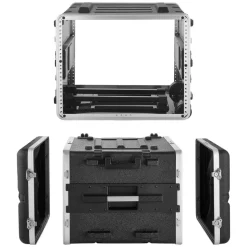 VEVOR 8U Rack Case, Standard 19 in Depth, Rolling Server Cabinet with Wheels, ABS Construction, Retractable Handle, Latches, for Amplifier (7U Rack Space + 1U Wheel Space), 18.4 in Internal Depth