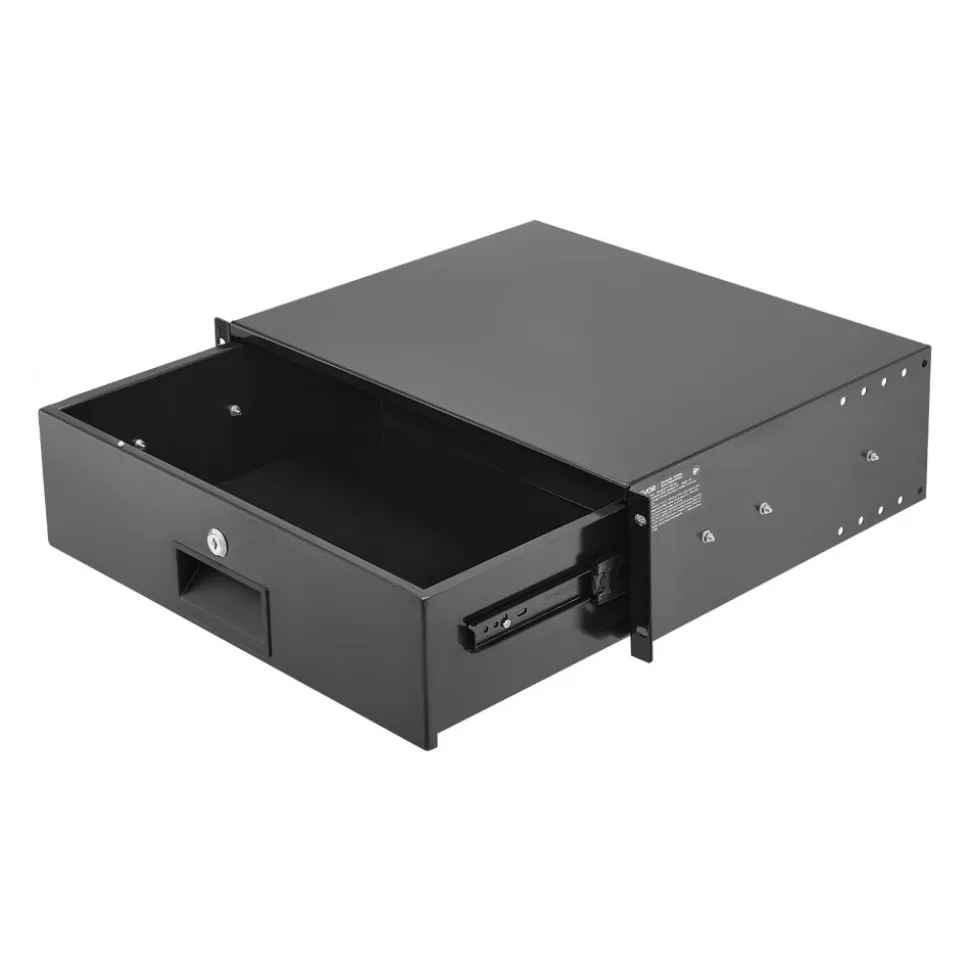 VEVOR 3U Rack Mount Drawer, 50 lbs Max Load-Bearing, Lockable Server Cabinet Case, Sliding Drawer with Lock and Cable Management Holes, for 19 in Network Equipment Server AV Rack or Cabinet Enclosure