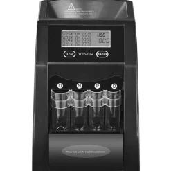 VEVOR USD Coin Sorter, Coin Counter Machine for 4 Kinds of USD Coins, Coin Sorter and Wrapper Machine Holds up to 200 Coins, LCD Screen Display Coin Storage Included 4 Coin Tubes and Boxes