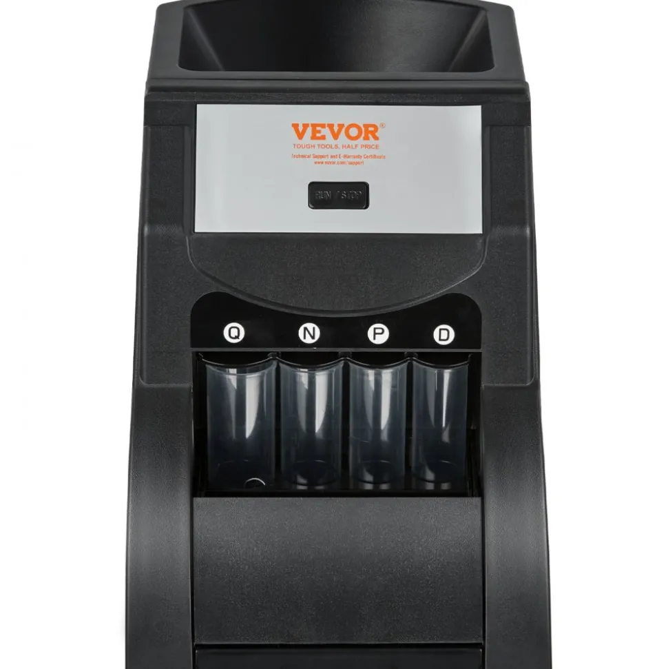 VEVOR USD Coin Sorter, Coin Sorter Machine for USD Coin 1¢ 5¢ 10¢ 25¢, Sorts up to 230 Coins/min, Coin Sorter and Wrapper Machine Holds 200 Coins Included 4 Coin Tubes, Black