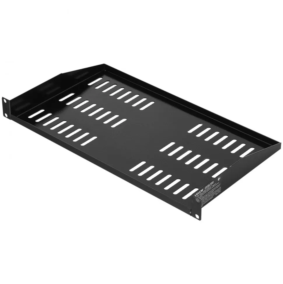 VEVOR 1U Server Rack Shelf, 4 PCS, 50 lbs Max Load-Bearing Vented Cantilever, Wall Mount or Rack Mount Shelf with Tray, 10 in Depth, Good Air Circulation for 19 Inch Cabinet Computer Network Equipment