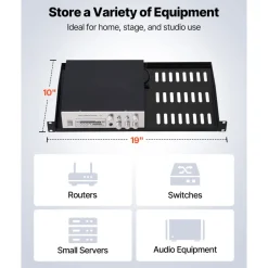 VEVOR 1U Server Rack Shelf, 4 PCS, 50 lbs Max Load-Bearing Vented Cantilever, Wall Mount or Rack Mount Shelf with Tray, 10 in Depth, Good Air Circulation for 19 Inch Cabinet Computer Network Equipment