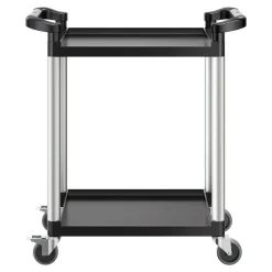 VEVOR Utility Cart, 300 lbs Load Capacity, 2-tier Utility Plastic Cart with 360° Swivel Wheels (2 with Brakes), 24.4 x 16.1-inch Food Service Cart for Warehouse, Office, Home, Restaurant, Kitchen