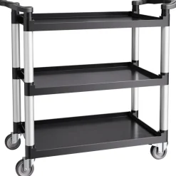 VEVOR Utility Cart, 500 lbs Load Capacity, 3-tier Utility Plastic Cart with 360° Swivel Wheels (2 with Brakes), 31.1 x 19.3-inch Food Service Cart for Warehouse, Office, Home, Restaurant, Kitchen
