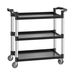 VEVOR Utility Cart, 500 lbs Load Capacity, 3-tier Utility Plastic Cart with 360° Swivel Wheels (2 with Brakes), 31.1 x 19.3-inch Food Service Cart for Warehouse, Office, Home, Restaurant, Kitchen