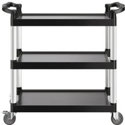 VEVOR Utility Cart, 500 lbs Load Capacity, 3-tier Utility Plastic Cart with 360° Swivel Wheels (2 with Brakes), 31.1 x 19.3-inch Food Service Cart for Warehouse, Office, Home, Restaurant, Kitchen