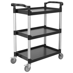 VEVOR Utility Cart, 300 lbs Load Capacity, 3-tier Utility Plastic Cart with 360° Swivel Wheels (2 with Brakes), 24.4 x 16.1-inch Food Service Cart for Warehouse, Office, Home, Restaurant, Kitchen