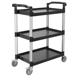 VEVOR Utility Cart, 300 lbs Load Capacity, 3-tier Utility Plastic Cart with 360° Swivel Wheels (2 with Brakes), 24.4 x 16.1-inch Food Service Cart for Warehouse, Office, Home, Restaurant, Kitchen