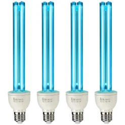 VEVOR UV Light Bulb, 4 Pack, 25W Replacement Ultraviolet UVC Lamp with Ozone, 253.7 nm + 185 nm Wavelength UVO Light Bulb, E27 Universal, for 400 sqft Living Room, Classroom, Office, Restaurant