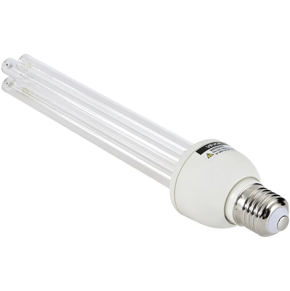 VEVOR UV Light Bulb, 4 Pack, 25W Replacement Ultraviolet UVC Lamp with Ozone, 253.7 nm + 185 nm Wavelength UVO Light Bulb, E27 Universal, for 400 sqft Living Room, Classroom, Office, Restaurant