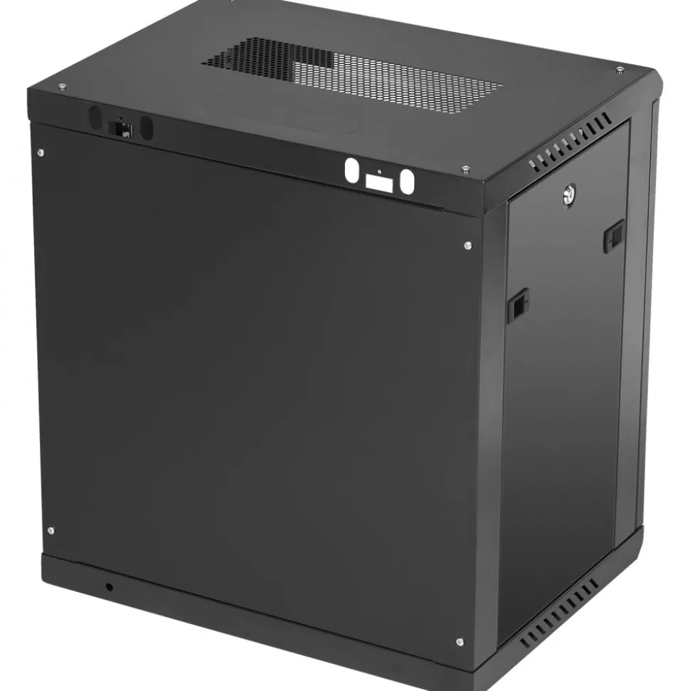 VEVOR 12U Wall-Mounted Server Network Cabinet, 15.5'' Depth, Secure Rack Enclosure, Supports up to 200 lbs, Lockable Glass Door & Sides, Ideal for IT & A/V Gear