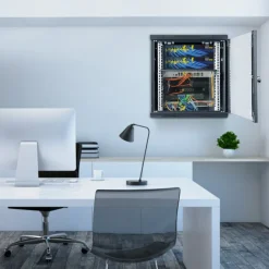VEVOR 9U Wall-Mounted Server Network Cabinet, 15.5'' Depth, Secure Rack Enclosure, Supports up to 200 lbs, Features Lockable Glass Door and Side Panels, Ideal for IT and A/V Gear