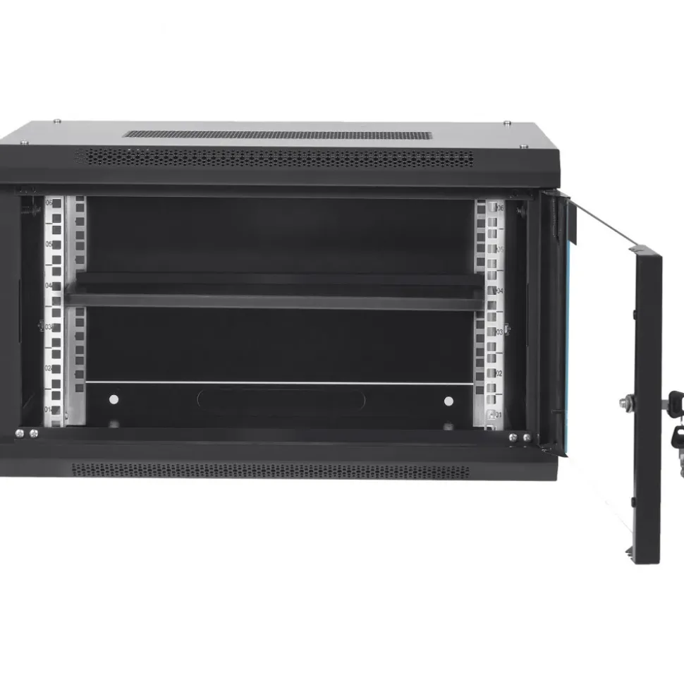 VEVOR 6U Wall Mount Network Server Cabinet, 15.5'' Deep, Server Rack Cabinet Enclosure, 200 lbs Max. Ground-mounted Load Capacity, with Locking Glass Door Side Panels, for IT Equipment, A/V Devices