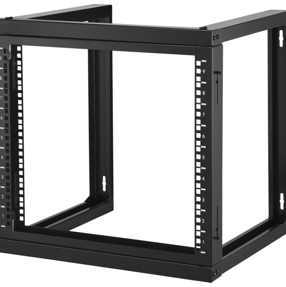 VEVOR 9U Wall Mount Rack, 150 lbs/68.04 kg Max Load Capacity, Open Frame Server Network Rack with Cage Nuts Screws, Carbon Steel 20.9 x 17.7 x 20.5" for 19"/482.6 mm AV & Server IT Equipment, Black