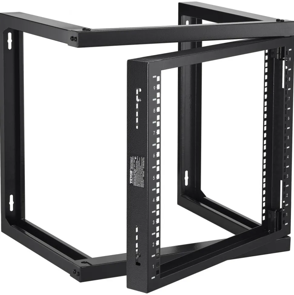 VEVOR 9U Wall Mount Rack, 150 lbs/68.04 kg Max Load Capacity, Open Frame Server Network Rack with Cage Nuts Screws, Carbon Steel 20.9 x 17.7 x 20.5" for 19"/482.6 mm AV & Server IT Equipment, Black
