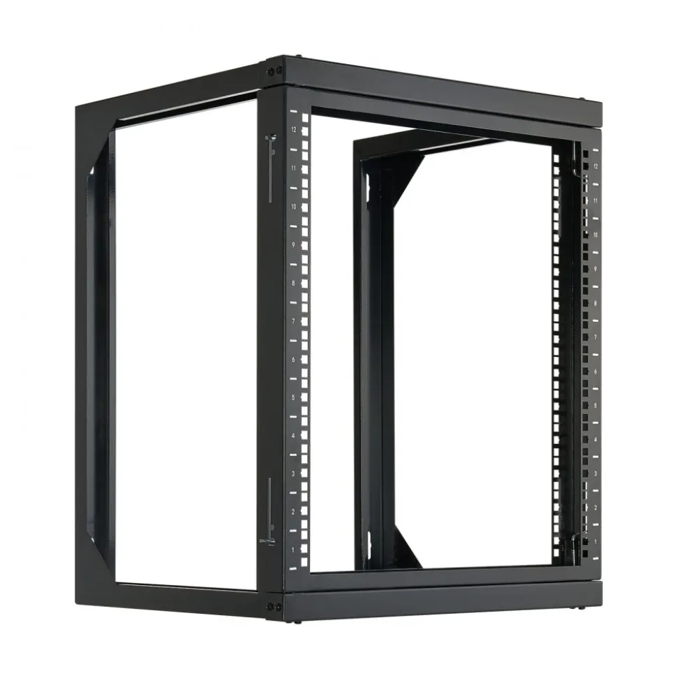 VEVOR 12U Wall Mount Server Rack, 150 lbs Max Load Capacity, Open Frame Network Rack with 180 Degrees Gate Swing, Carbon Steel, for 19-Inch IT Network Equipment & AV Devices Computer Server, Black
