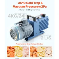VEVOR Vacuum Freeze Dryer Machine, 8.8-13.2 LBS/Batch Food Freeze Drying Machine with 4-Layer Trays, Vacuum Pump, Adjustable Timer and Temperature Control, for Fruits Vegetables Meat, Black