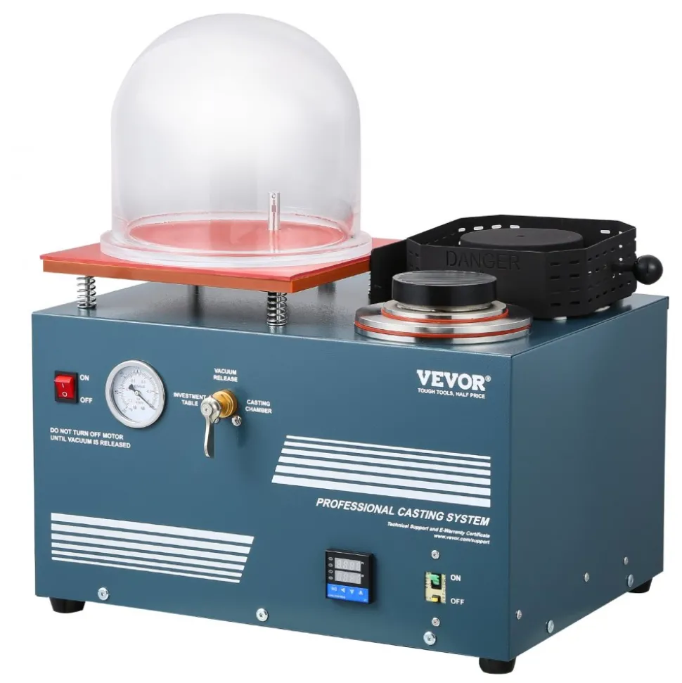 VEVOR Vacuum Investing Casting Machine with Melting Furnace, Convenient Oil Injection Port, Precision Pressure Gauge, All-in-One Machine for Casting Jewelry and Melting Scrap, Silver, Gold, Copper