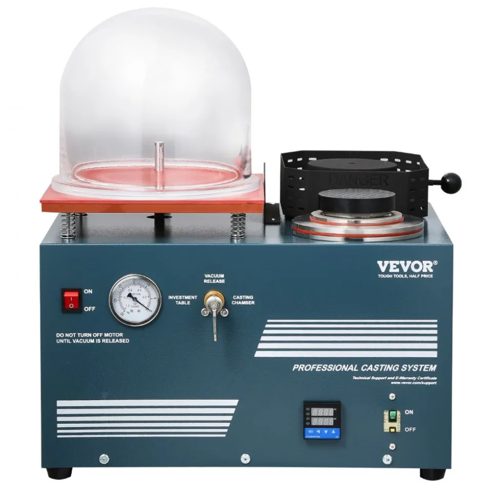 VEVOR Vacuum Investing Casting Machine with Melting Furnace, Convenient Oil Injection Port, Precision Pressure Gauge, All-in-One Machine for Casting Jewelry and Melting Scrap, Silver, Gold, Copper