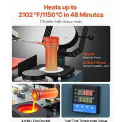 VEVOR Vacuum Investing Casting Machine with Melting Furnace, Convenient Oil Injection Port, Precision Pressure Gauge, All-in-One Machine for Casting Jewelry and Melting Scrap, Silver, Gold, Copper
