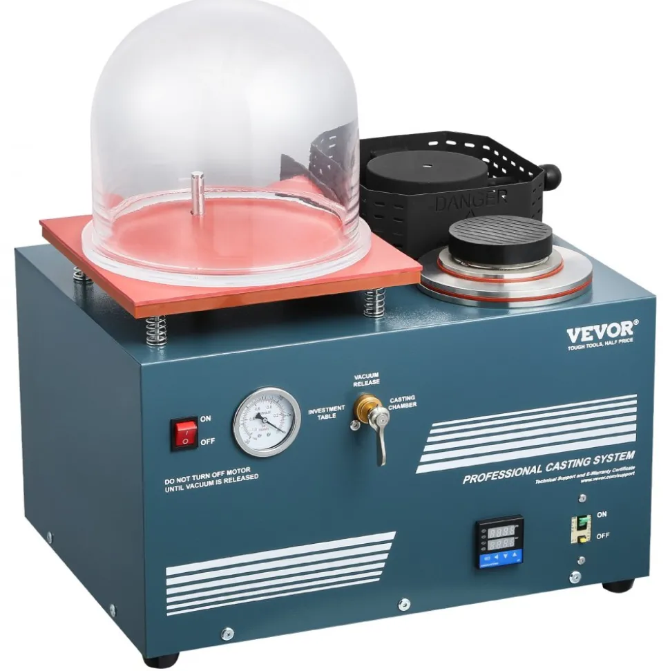 VEVOR Vacuum Investing Casting Machine with Melting Furnace, Convenient Oil Injection Port, Precision Pressure Gauge, All-in-One Machine for Casting Jewelry and Melting Scrap, Silver, Gold, Copper