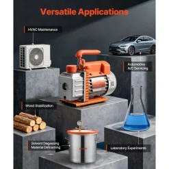 VEVOR Vacuum Pump, 3.5 CFM 1/4 HP, HVAC Single Stage Rotary Vane AC Vacuum Pump, for R134a R22 R410a Systems, 4 Pole Motor, for Automotive Air Conditioner Maintenance Resin Degassing, Oil Included