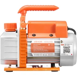 VEVOR Vacuum Pump, 3.5 CFM 1/4 HP, HVAC Single Stage Rotary Vane AC Vacuum Pump, for R134a R22 R410a Systems, 4 Pole Motor, for Automotive Air Conditioner Maintenance Resin Degassing, Oil Included