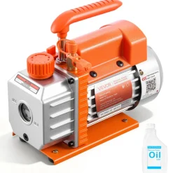 VEVOR Vacuum Pump, 3.5 CFM 1/4 HP, HVAC Single Stage Rotary Vane AC Vacuum Pump, for R134a R22 R410a Systems, 4 Pole Motor, for Automotive Air Conditioner Maintenance Resin Degassing, Oil Included