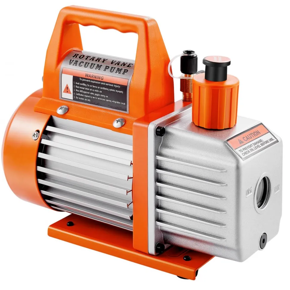 VEVOR Vacuum Pump, 3.5 CFM 1/4 HP, HVAC Single Stage Rotary Vane AC Vacuum Pump, for R134a R22 R410a Systems, with Oil Bottle, 1720 PRM, for Automotive Air Conditioner Maintenance Resin Degassing