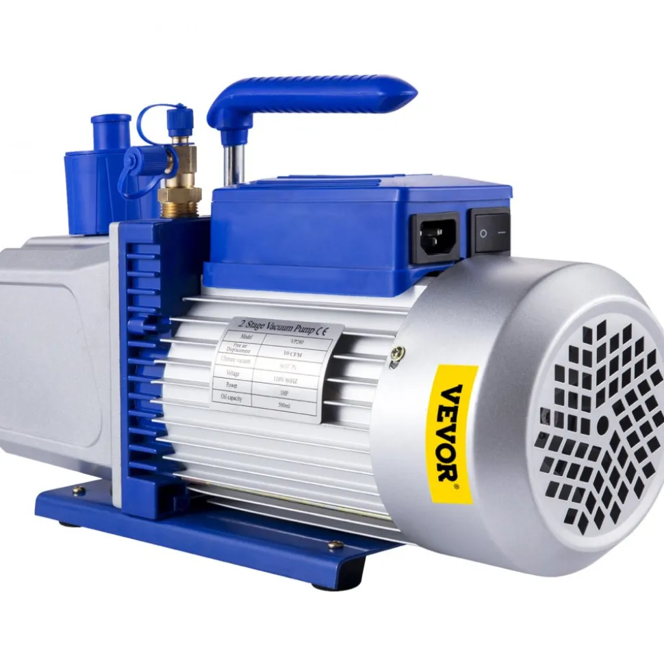 VEVOR Vacuum Pump 12CFM 1HP Vane Vacuum Pump Two Stage 3 x 10-1 Pa Ultimate HVAC Rotary Auto AC Refrigerant Vacuum Pump, for Automobile Reparation Vacuum Evacuation