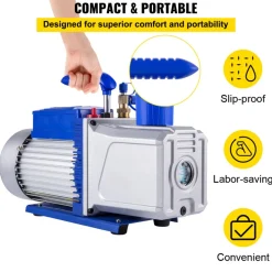 VEVOR Vacuum Pump 12CFM 1HP Vane Vacuum Pump Two Stage 3 x 10-1 Pa Ultimate HVAC Rotary Auto AC Refrigerant Vacuum Pump, for Automobile Reparation Vacuum Evacuation