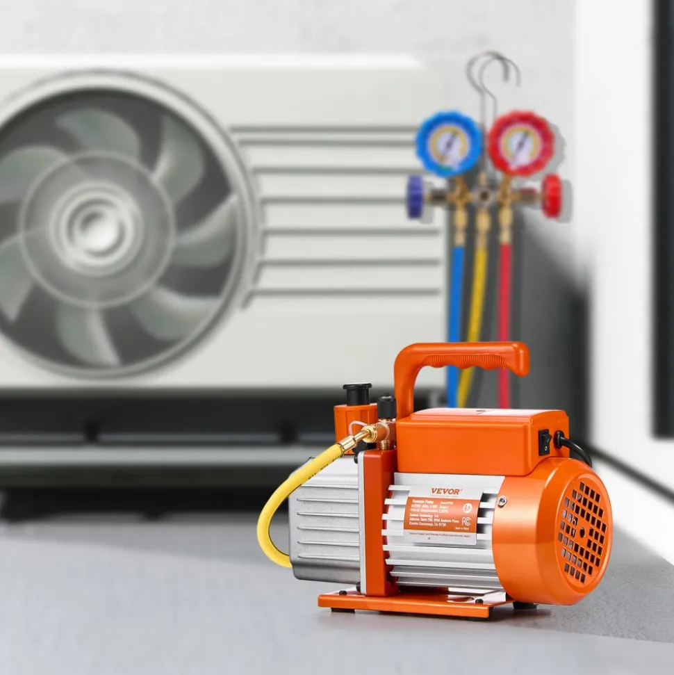 VEVOR Vacuum Pump, 3.5 CFM, HVAC Single Stage Rotary Vane Vacuum Pump, for R134a R22 R410a Systems, Auto AC Vacuum Pump Kit with Oil Bottle, for Automotive Air Conditioner Maintenance Resin Degassing