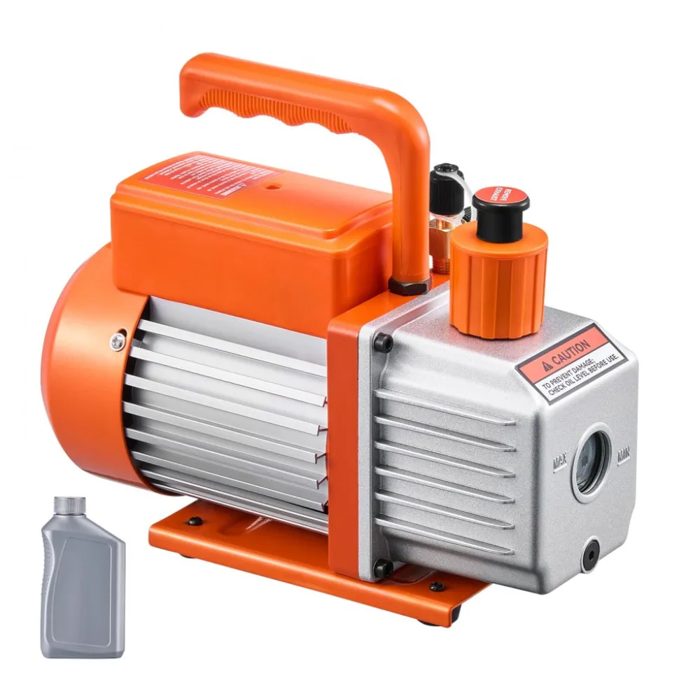 VEVOR Vacuum Pump, 3.5 CFM, HVAC Single Stage Rotary Vane Vacuum Pump, for R134a R22 R410a Systems, Auto AC Vacuum Pump Kit with Oil Bottle, for Automotive Air Conditioner Maintenance Resin Degassing