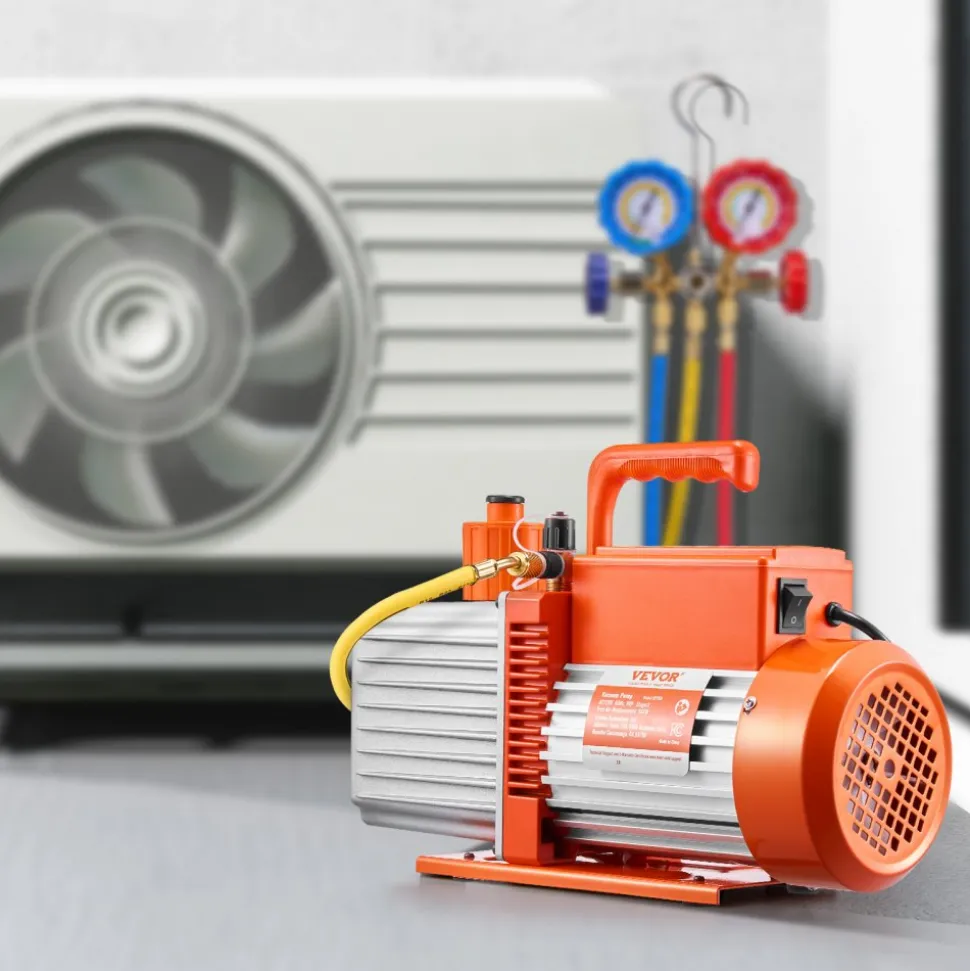 VEVOR Vacuum Pump, 9 CFM, HVAC 2 Stage Rotary Vane Vacuum Pump, for R134a R22 R410a Systems, Auto AC Vacuum Pump Kit with Oil Bottle, for Automotive Air Conditioner Maintenance Resin Degassing